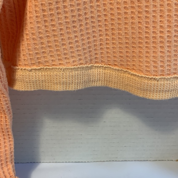 fp movement orange thermal long sleeve cropped waffle knit top. Free people. S - Picture 9 of 13